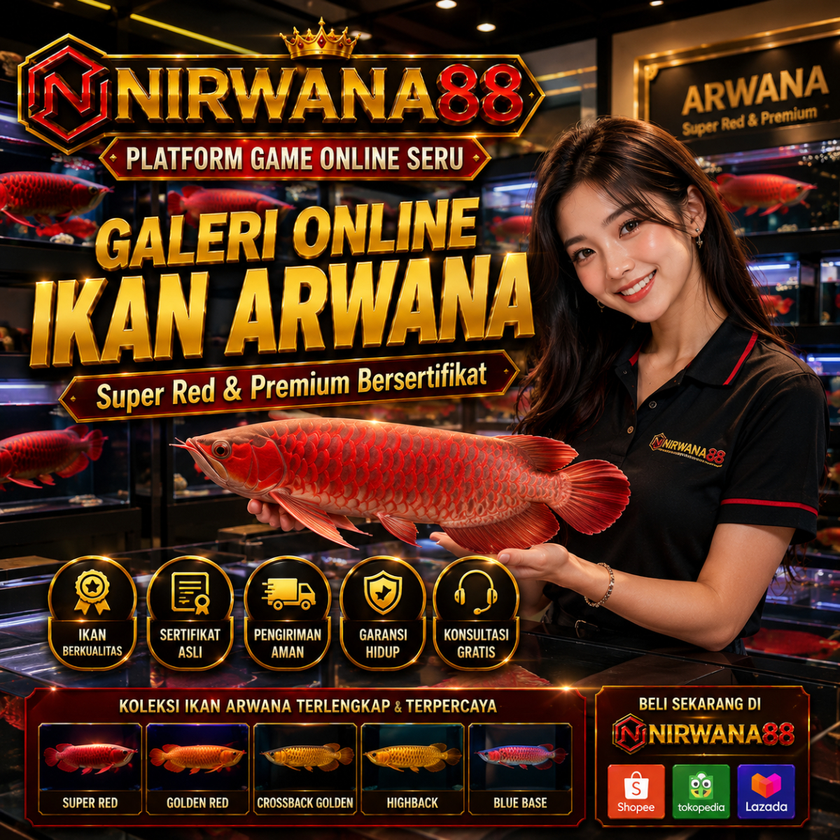 Koleksi ikan arwana premium NIRWANA88 Arwana